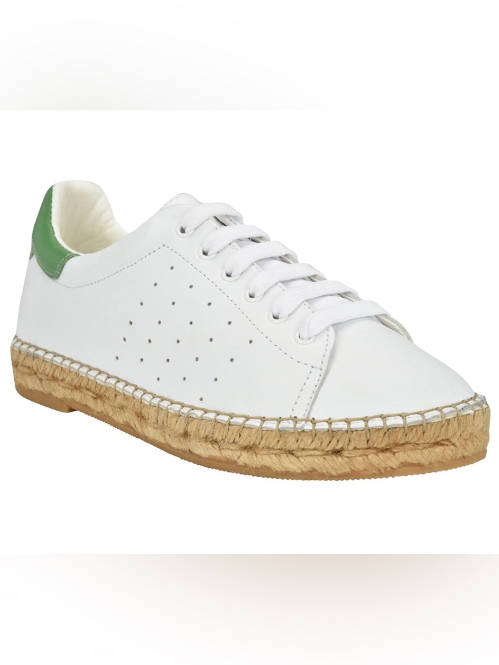 NWT Andrew Stevens real leather white espadrille sneaker green nib (us size 7)